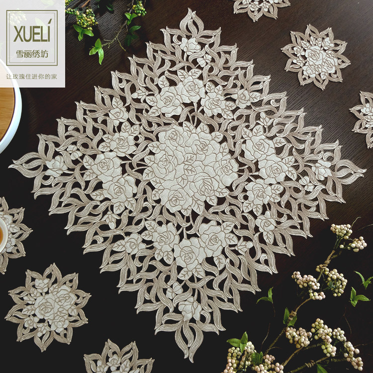 Square table cloth table cushion square tea table edge a few beds head cabinet computer cover towels cloth art embroidery Nordic American coffee roses