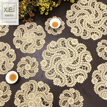 Western mat Bowl mat coaster Pastoral fabric European American Chinese embroidery table mat Round table cloth plate mat Mountain flower romance