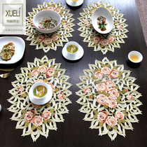 Western dining cushion bed head cabinet microwave cover towels fabric embroidered European style American oval table cloth table cushion mountain roses