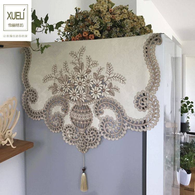 Refrigerator towel washing machine cover cloth Single door open to double door cloth art embroidered dust cover Nordic American floral brocade