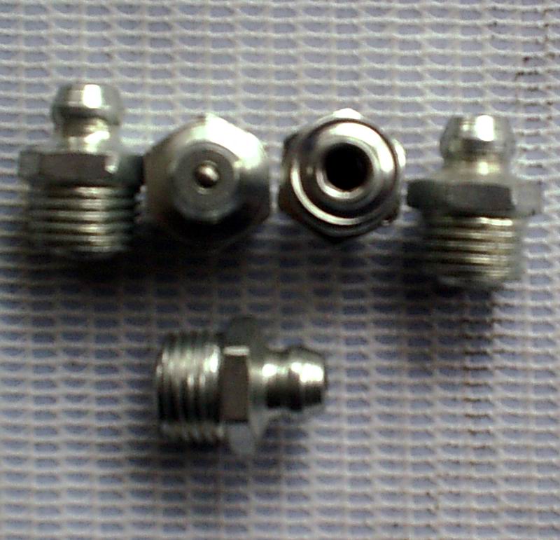 British butter nipple iron material straight 2 points PT1 4 straight-through pressure injection cup yellow British grease nipple