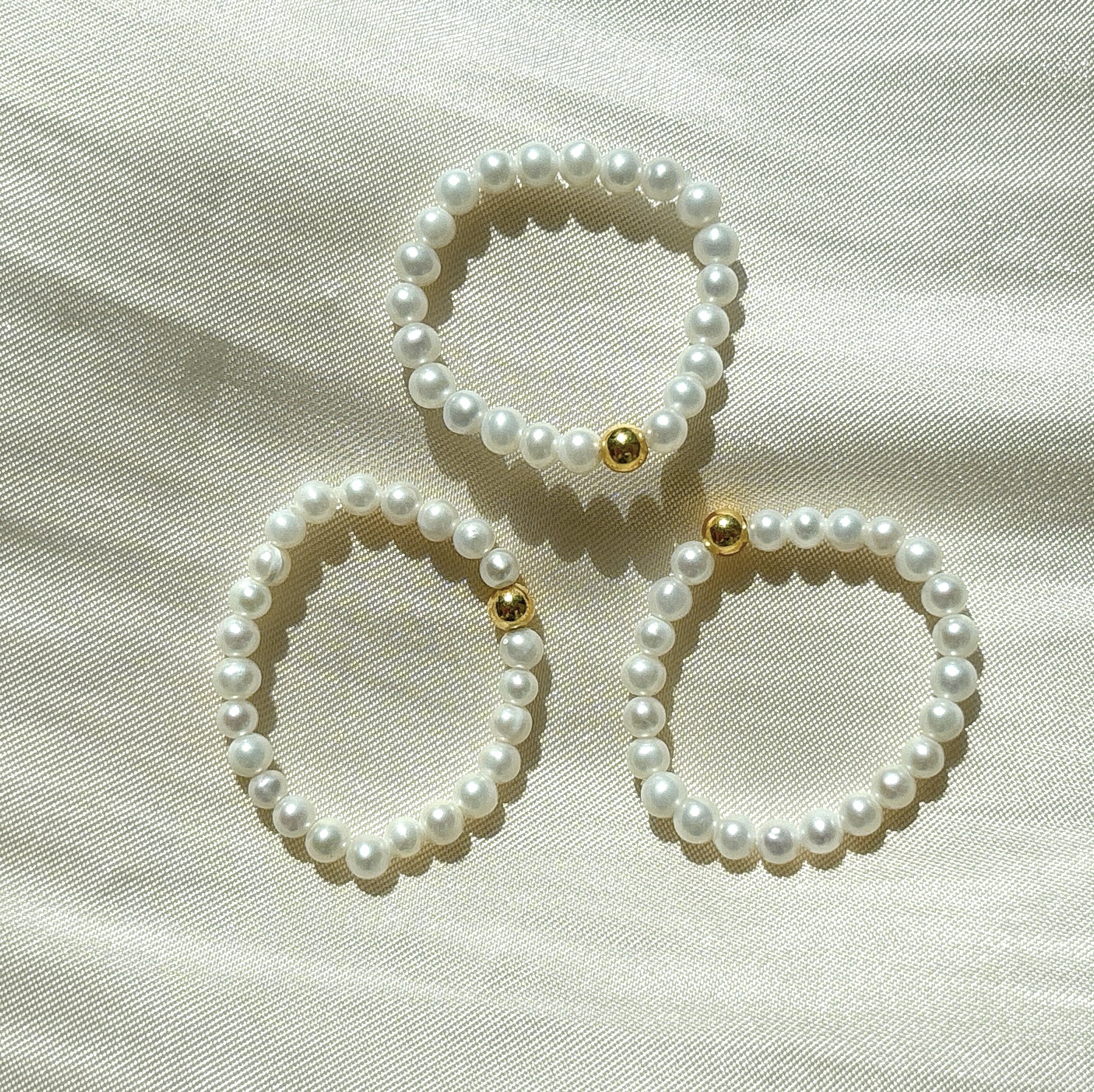 Natural freshwater pearl 18k gold ring women's pearl ring about 3mm