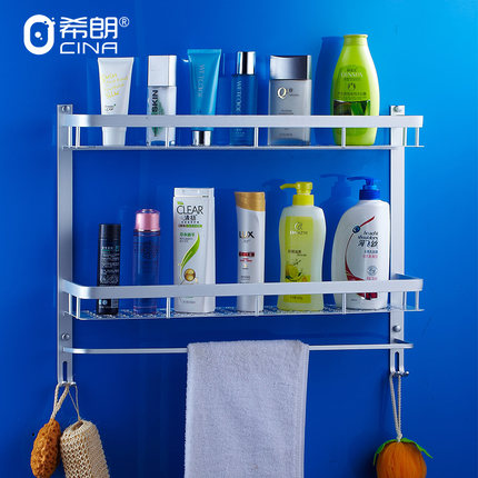 希朗卫浴 太空铝浴室挂件卫生间双层置物架 化