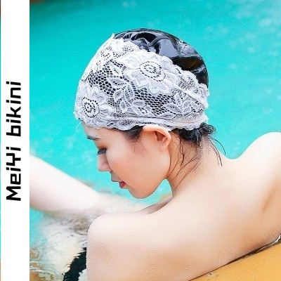 MeiYi New tasteless waterproof adds PU lace long hair lady adult swimming cap