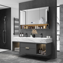 Nordic Bath Cabinet Combination Minima Modern Bathroom Cabinet Toilet Solid Wood Handwashing Wash Face Wash Terrace Basin Cabinet Mirror Cabinet