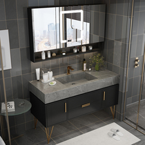 Modern minimalist bathroom Bathroom Cabinet Combined Toilet Wash Terrace Wash-face Handwashing pool Intelligent light and luxurious rock plate integrated basin