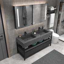 Light Luxurious Rock Board Bath Cabinet Combination Modern Minima Floor Type Wash-Wash washroom washroom washstand one-piece basin