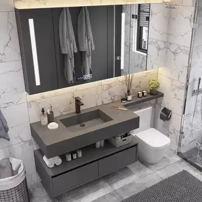 Rock plate one-in-one basin bathroom cabinet combination Nordic dressing room toilet table extended corner cutting Bath Cabinet wash basin