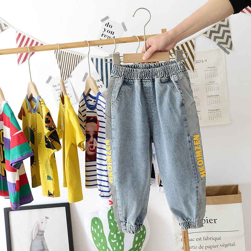 Boy Jeans Summer Children Casual Long Pants 2023 New CUHK Child Summer Clothing Han Edition Online Red Beam Pants Tide-Taobao