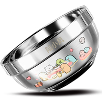 Children in bowl food grade 304 stainless steel bowl double anti - wrecking anti - wrecking and insulation childrens small bowl of iron rice bowl