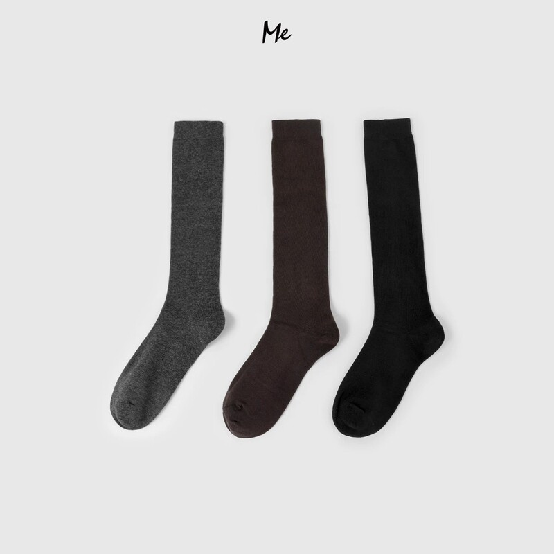 Me【Styling Calf Socks (Set of Three Pairs)】High-Count Cotton, Stretchy, Warm, Fashionable, Youthful, High-End Socks
