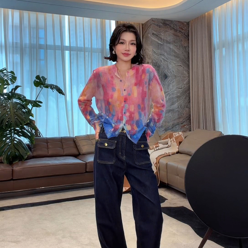 Me City Afterglow Mohair Sheep Wool Autumn Artistic Color Slimming Versatile Fashionable Design Sweater Cardigan Me City Afterglow Mohair Sheep Wool Autumn Artistic Color Slimming Versatile Fashionable Design Sweater Cardigan