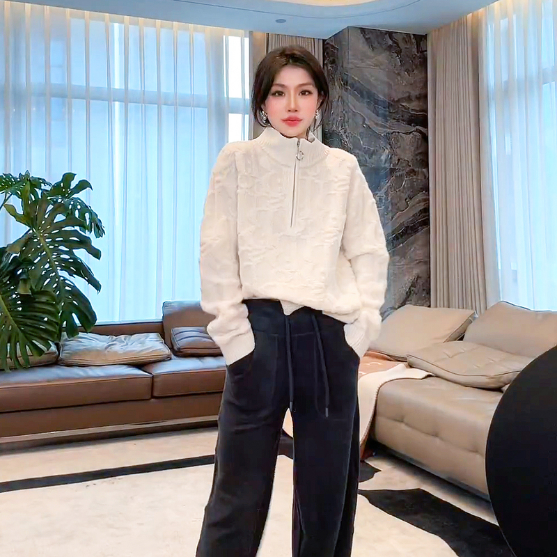 Me【D100% Sheep Wool Snowball Turtleneck Sweater】Merino Sheep Wool Jacquard Sweater Mesa4058
