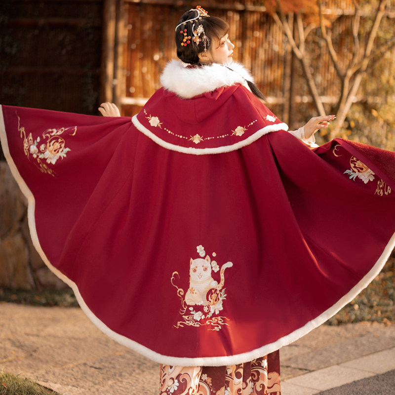 Original buddy cloak plus thickening Han clothing female cloak female cloak red shawl red shawl cloak wears the year-round