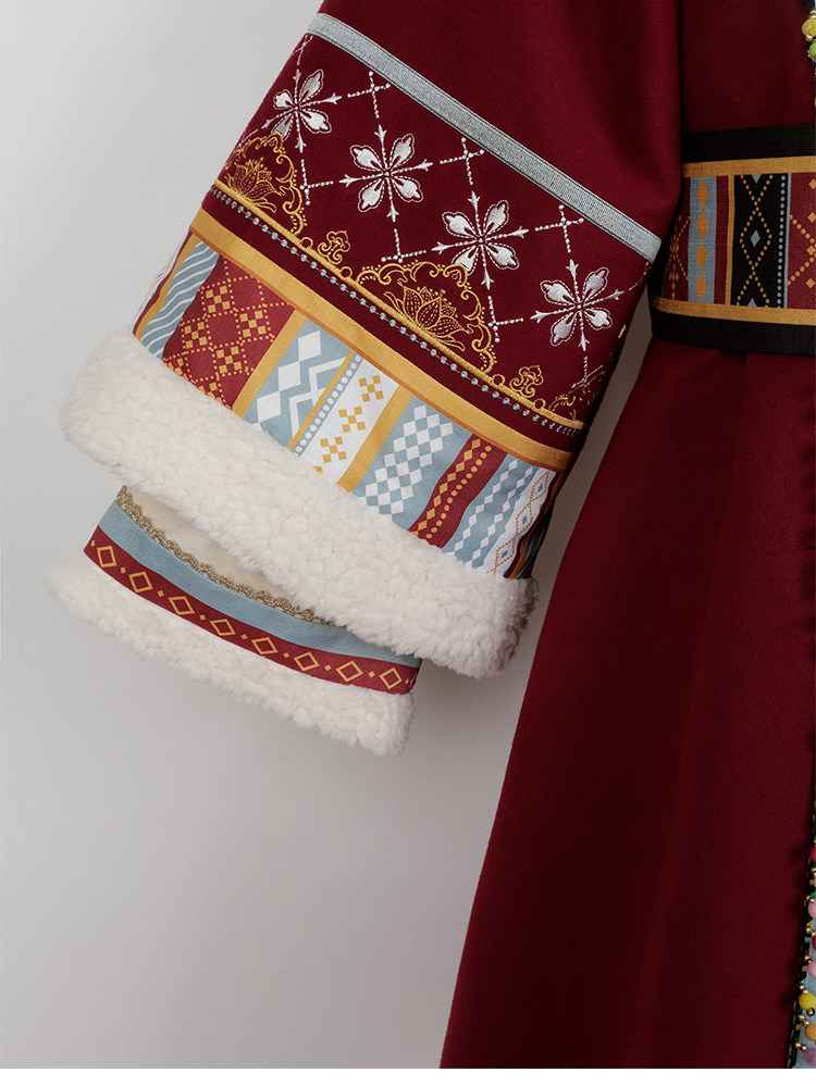 Китайцы одежда наборы 原创藏枫改良汉服女中国风秋冬汉元素少女民族风加绒藏袍披风套装