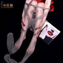 Small red lady pattern stockings ultra-thin invisible all-transparent crotch sexy hips socks feet pointy flower