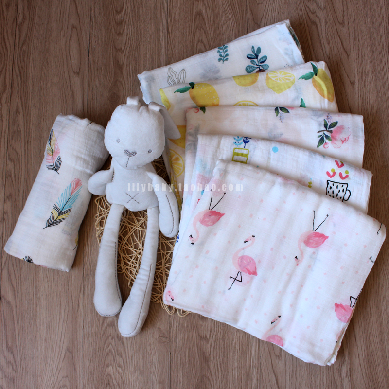 Ins thin section gauze towel baby bamboo fiber stroller cover blanket newborn baby double gauze bath towel summer