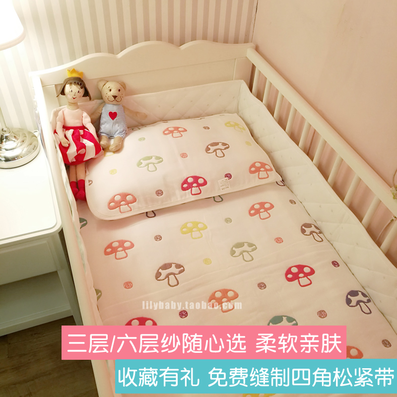 Crib sheets children's six-layer gauze sheets single piece baby cotton thickened sheets spring, summer, autumn and winter kindergarten