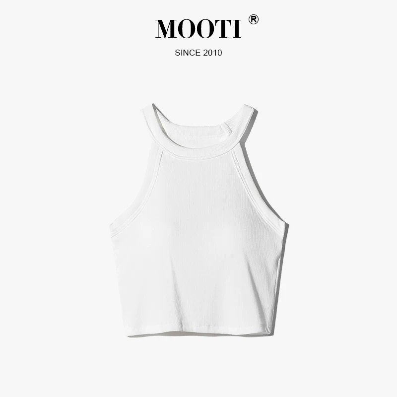 Топ (MOOTI) короткий трёхслойный с чашками, укороченный бюстгальтер, реглан-спинка, разные цвета