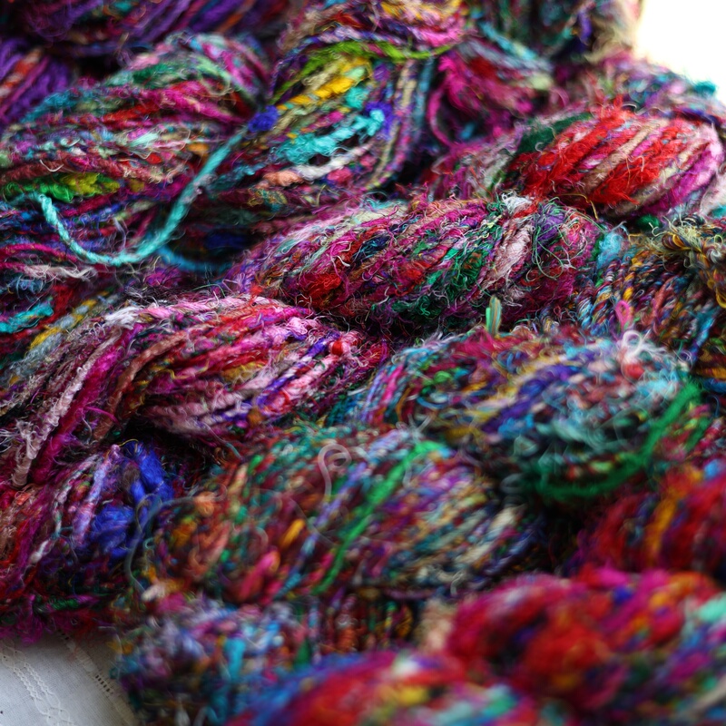 India Imported Handmade Silk Regenerated Thread Mixed Colors DIY Weaving Materials Creative Handmade Yarn