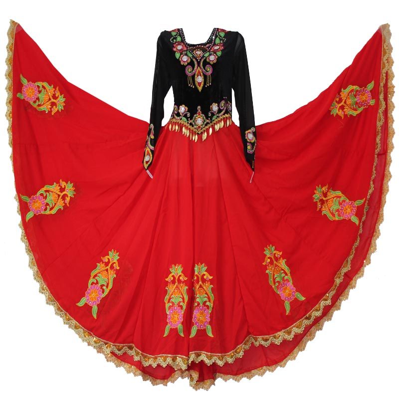Xinjiang dance performance costume opening dance dress adult female Uyghur minority performance costume big swing long skirt