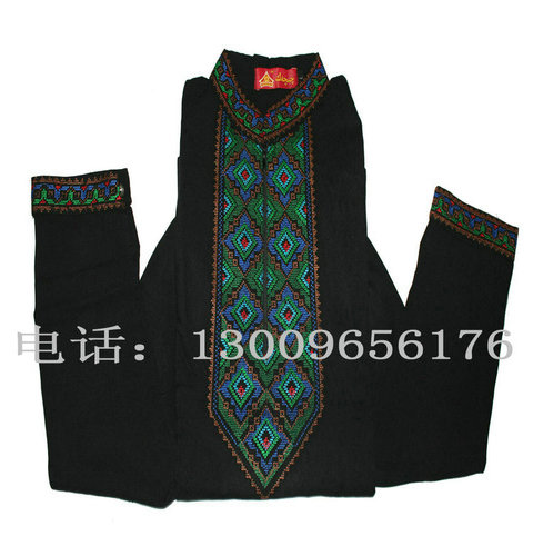Tân Cương trang phục dân tộc thêu thêu Hồi giáo dân tộc thiểu số Hui đồ bộ vải đũi