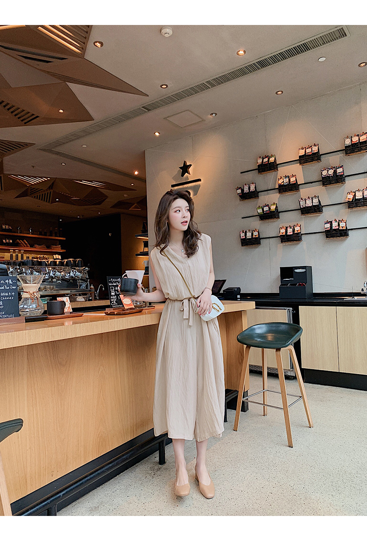 VK旗艦店 韓系九分褲連身褲寬鬆寬口褲套裝無袖褲裝