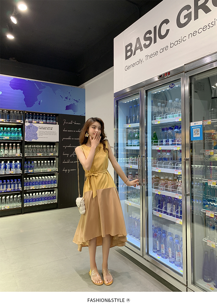 DABI 韓系時尚下擺不規則拼接無袖洋裝 DABI 韓系時尚下擺不規則拼接無袖洋裝