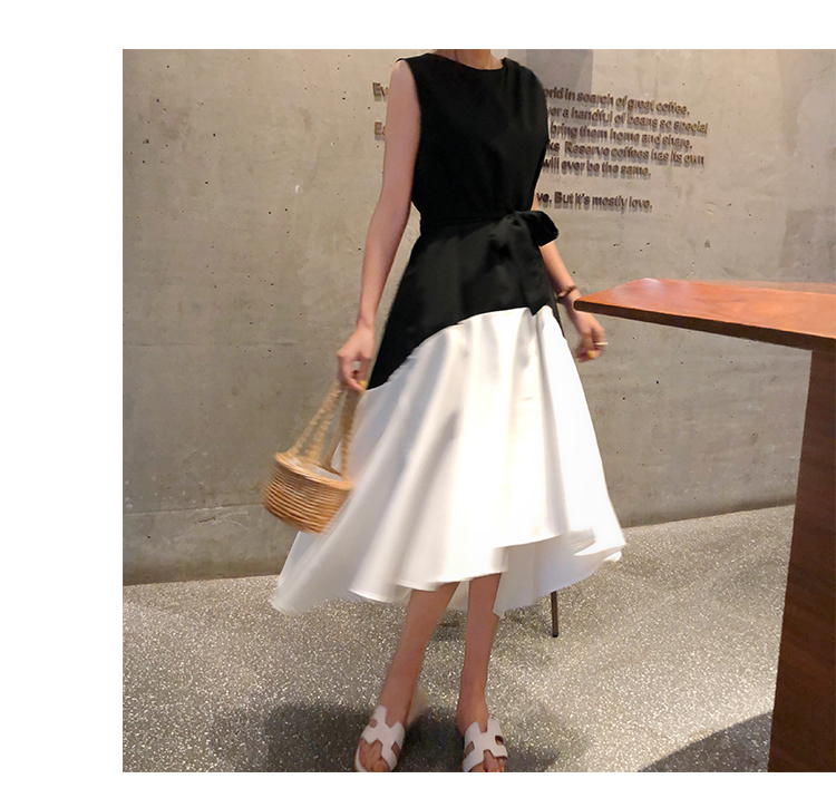 DABI 韓系時尚下擺不規則拼接無袖洋裝 DABI 韓系時尚下擺不規則拼接無袖洋裝