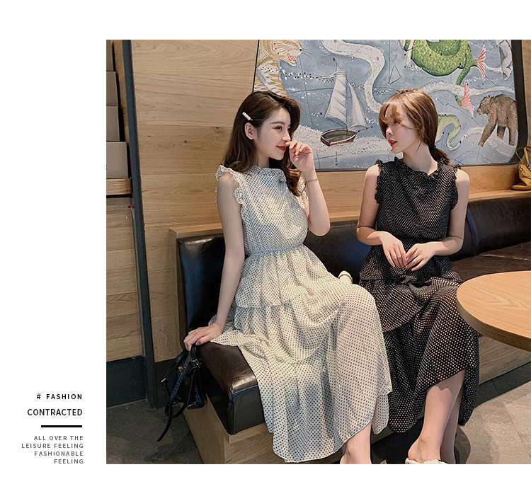 VK旗艦店 韓系波點蛋糕裙子仙女無袖洋裝