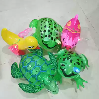 New children inflatable duck with flashing light bullet rope Frog with rope turtle PVC children animal toy batch