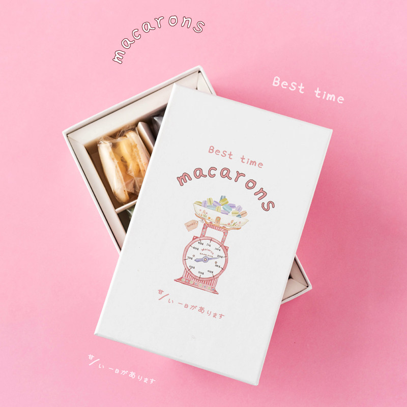 Tong Tong high-grade Macaron hard gift box 6 pieces French sandwich dessert cookies Pink baking packaging empty box