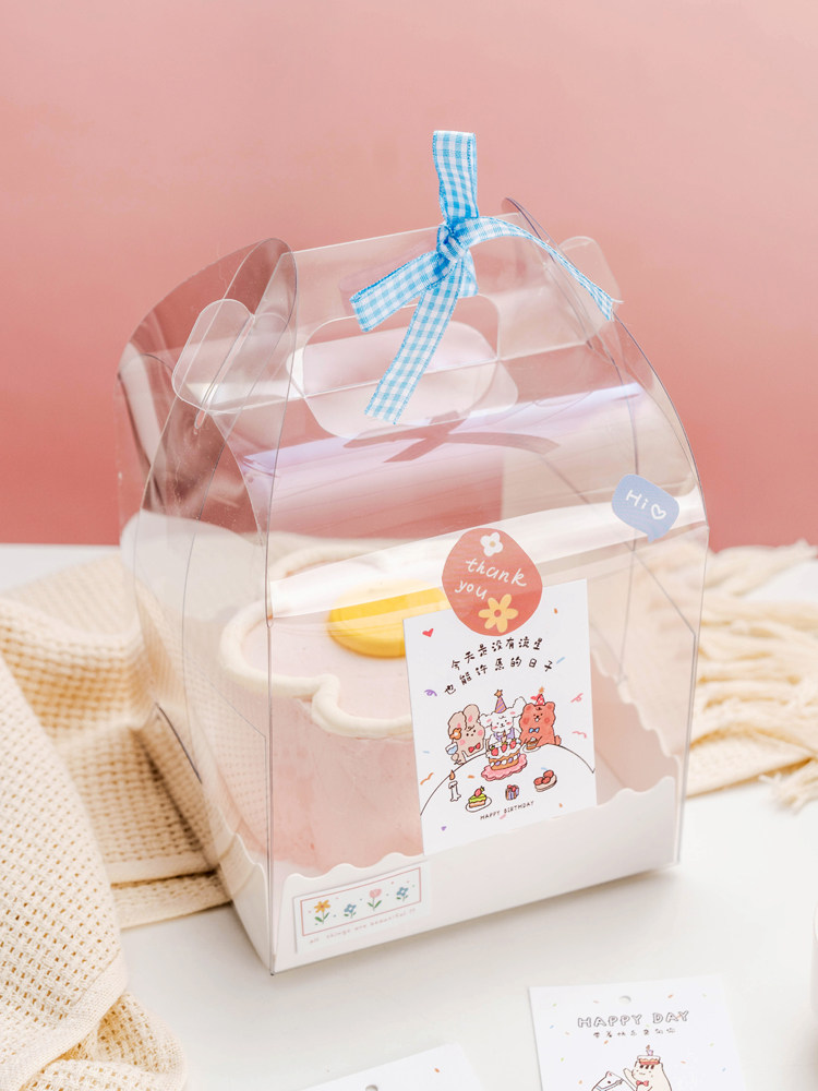Transparent birthday cake box 345 inch portable cheese mousse dessert melaleuca square disposable west point packaging