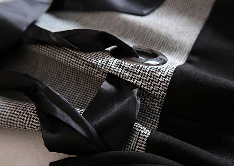 Xu hướng thời trang châu Âu và Mỹ rắn màu Houndstooth khí chất không đều hem Slim eo cao eo thon mùa thu và mùa đông 	váy suông cột dây eo