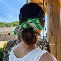 TWOR Master Series Art Printed Thin Silk Scarf Mulberry Silk Headscarf Hairband Small Square Womens Vacation
