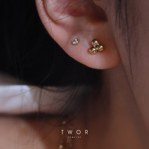TWOR original American 14K gold zircon small golden beans simple daily earrings collection does not fade