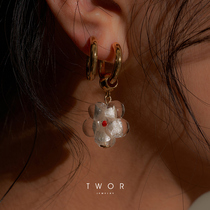 TWOR original design Summer Fun series retro clear glass flower handmade earrings