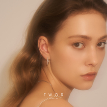 TWOR 1980S bright streamer retro diamond shiny s925 silver thin earring Daily simple stack wear