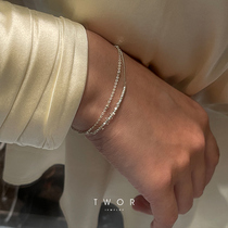 TWOR sparkling series double-layer thin silver bracelet