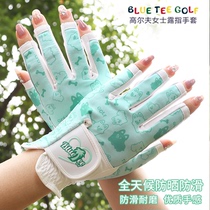 Golf gloves womens blueteegolf fingerless non-slip wear-resistant thin womens sports gloves hands