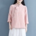 Hanfu nữ mùa xuân và mùa hè dịch vụ trà văn học Cộng hòa Trung Quốc retro Phụ nữ Trung Quốc áo sơ mi phong cách Trung Quốc cải tiến Tang phù hợp với áo khóa - Áo sơ mi Áo sơ mi