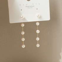 Pearl earrings 2021 new long hipster earrings hanging back earrings s925 sterling silver needle earrings temperament