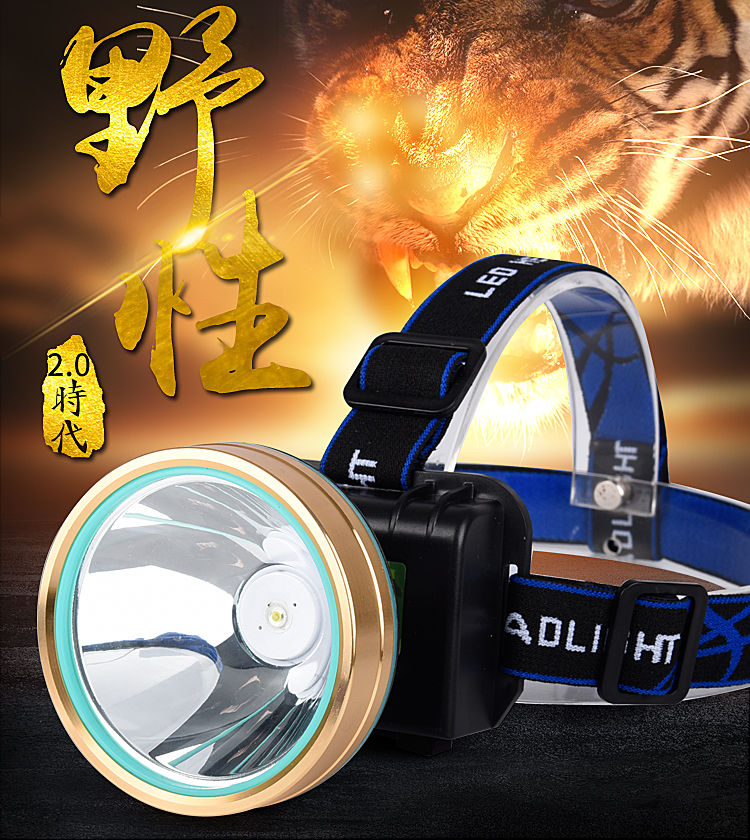 Đèn pha mạnh LED siêu sáng sạc tầm xa đêm câu cá câu cá ngoài trời chiếu sáng màu vàng ánh sáng đầu người đeo đèn pin den bin