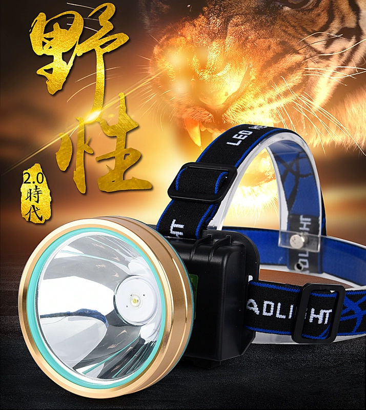 Đèn pha mạnh LED siêu sáng sạc tầm xa đêm câu cá câu cá ngoài trời chiếu sáng màu vàng ánh sáng đầu người đeo đèn pin đèn pin công suất lớn