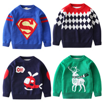 Broken clearance boy sweater pullover autumn and winter children Korean version of foreign-style baby sweater coat childrens wool
