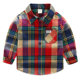 Boys' long-sleeved shirt spring and autumn 2024 new children's clothing baby fashionable cotton brushed top children's plaid shirt