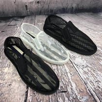 2022 Korean version summer hollow mesh old Beijing cloth shoes spirit guy young and middle-aged boys and girls black and white mesh shoes