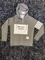 Thom Browne TB 17fw Grey Dark Blue Knitted Classic Striped Zip Hoodie Hoodie