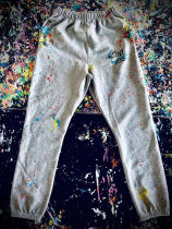 Saint Louis painted sweat shorts pure black light gray handmade splashing mens and womens trousers