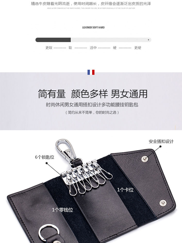 2019 mới đa chức năng da xe chìa khóa túi nam da công suất lớn nữ túi chìa khóa thẻ gói đơn giản - Trường hợp chính ví móc chìa khóa nữ
